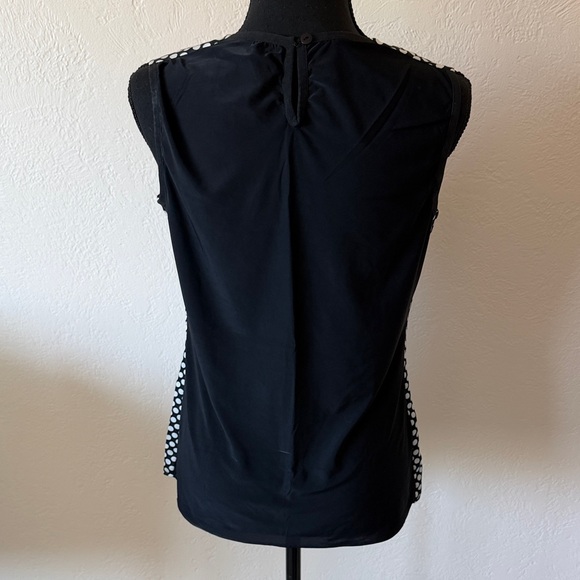 VINTAGE MADE IN FRANCE SANDRO Polka Dot Sleeveless Top - Black and White Size M - Picture 2 of 4